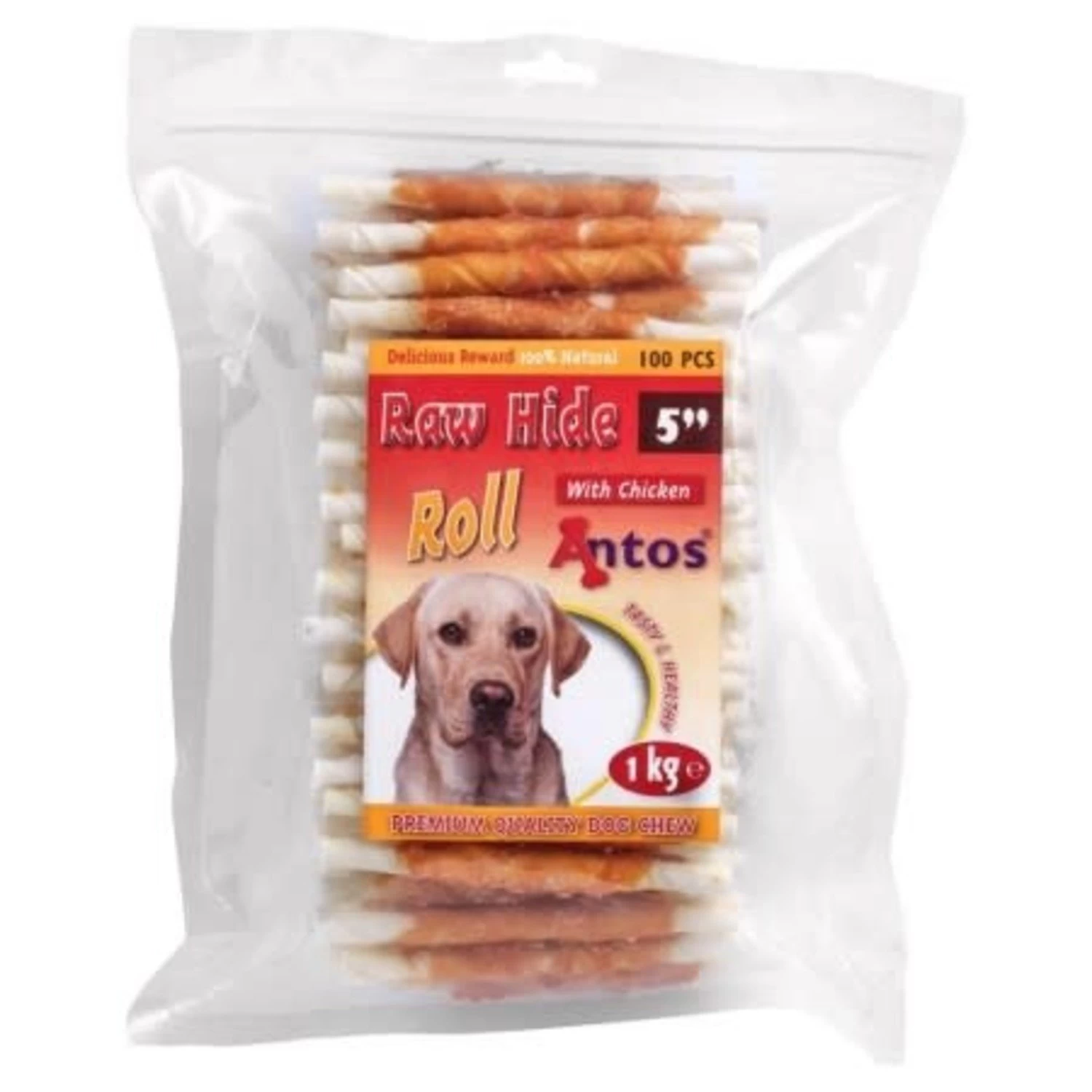 Antos Antos Rawhide Rollstick Chicken 5" - 12 Cm - 100 Stuks 2 Antos Antos Rawhide Rollstick Chicken 5" - 12 Cm - 100 Stuks - Afbeelding 2