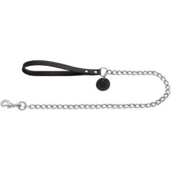 Hunter Hunter Hondenriem Ketting - Leren Handvat Zwart